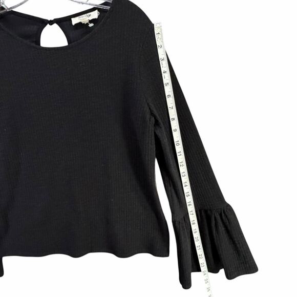 Anthropologie Porridge Joan Bell Sleeved Top Womens M Black Ribbed Boho Chic - Picture 10 of 14